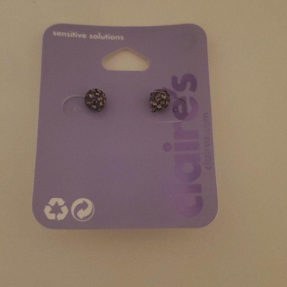 Purple Rhinestone Stud Earrings